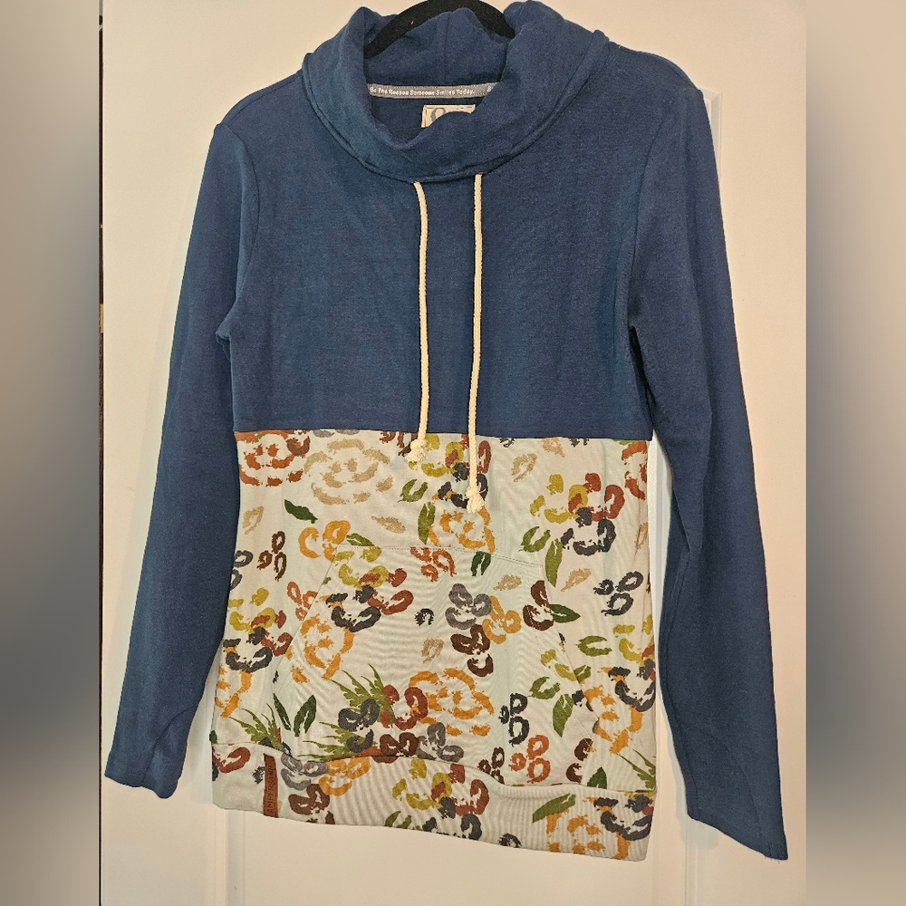 AMPERSAND AVE Blue Cowl Neck Sweater